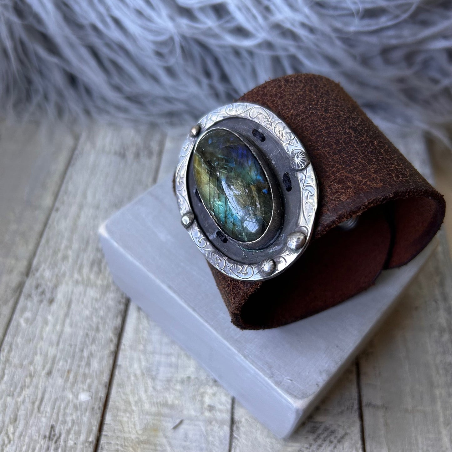 Labradorite + Sterling Cuff