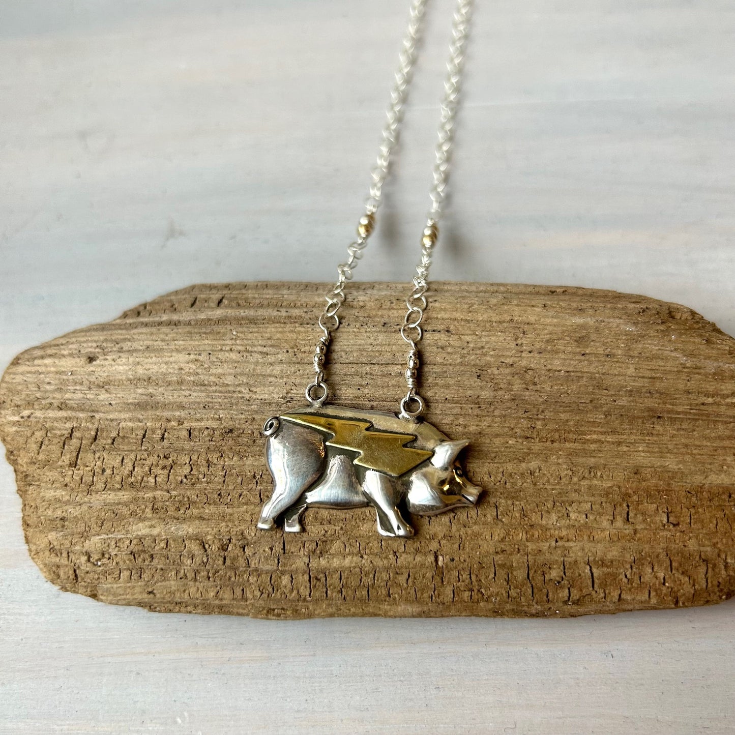 Lightning Pig Necklace
