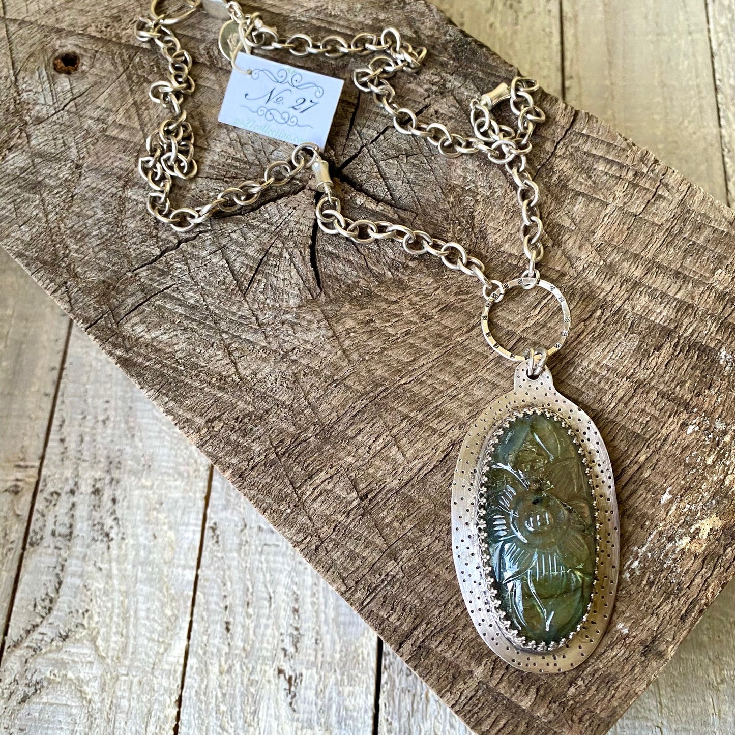 Carved Labradorite Pendant Necklace