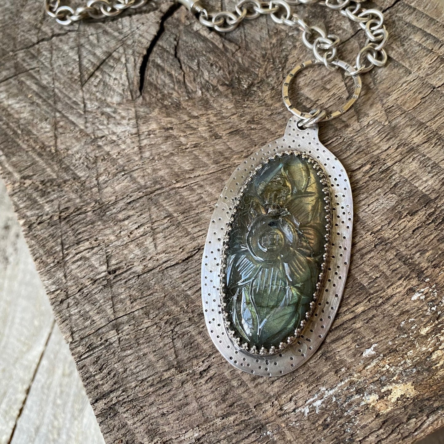 Carved Labradorite Pendant Necklace