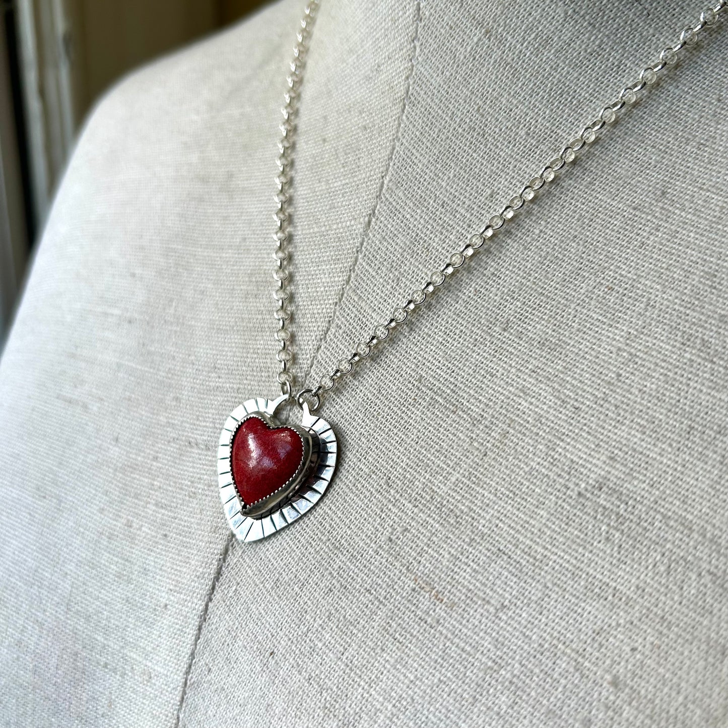 Red Coral Heart Necklace