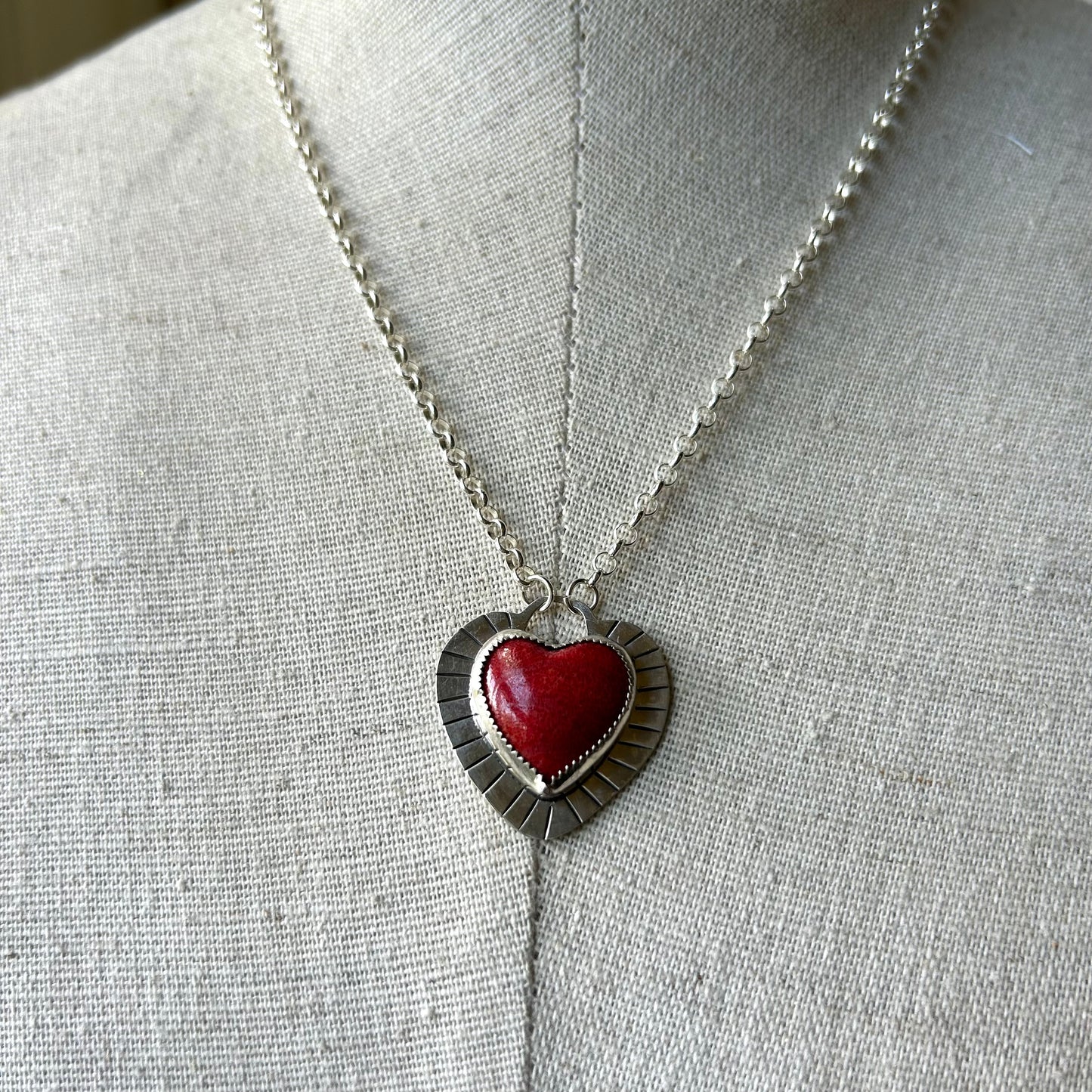 Red Coral Heart Necklace