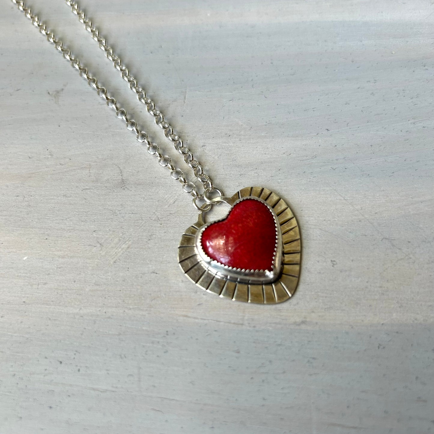 Red Coral Heart Necklace