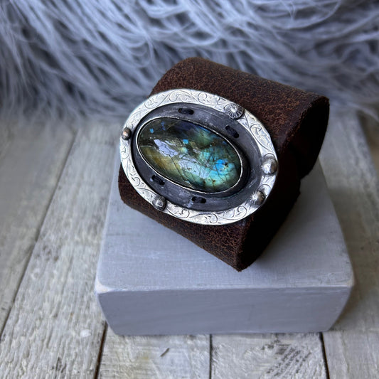 Labradorite + Sterling Cuff