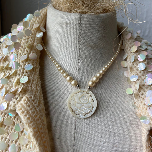 Mother of Pearl Rose Necklace