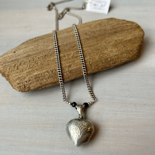 Vintage Sterling Heart Locket Necklace