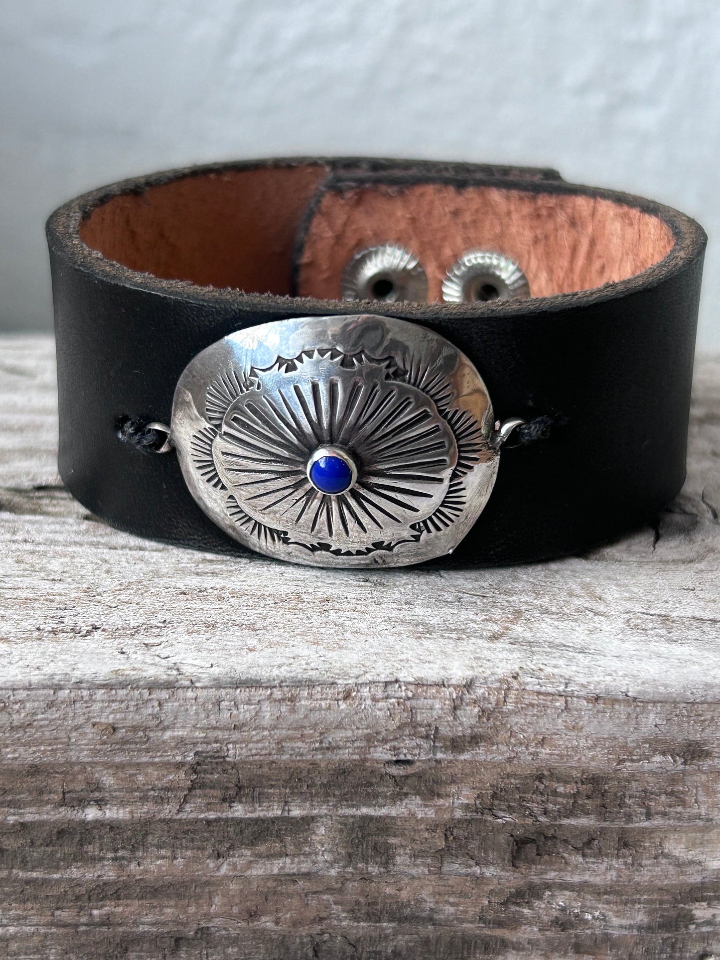 Vintage Concho Leather Cuff