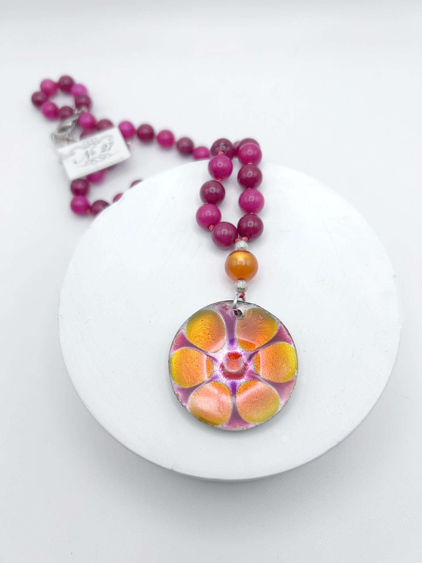 Vintage Enamel Pendant Necklace