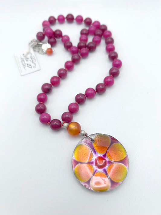 Vintage Enamel Pendant Necklace