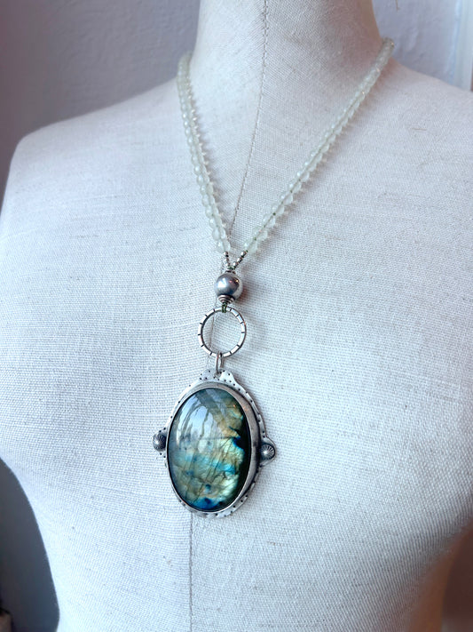 Labradorite + Quartz Necklace