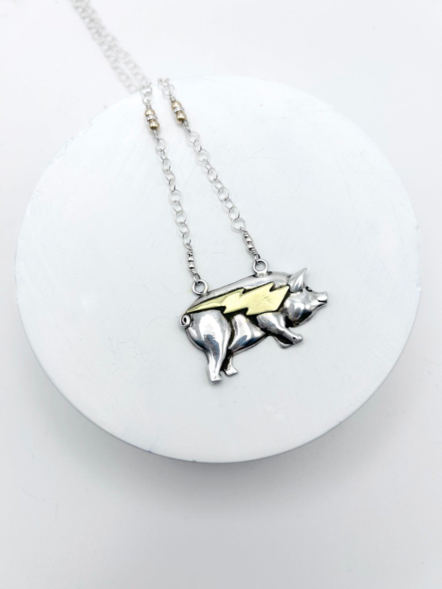 Lightning Pig Necklace