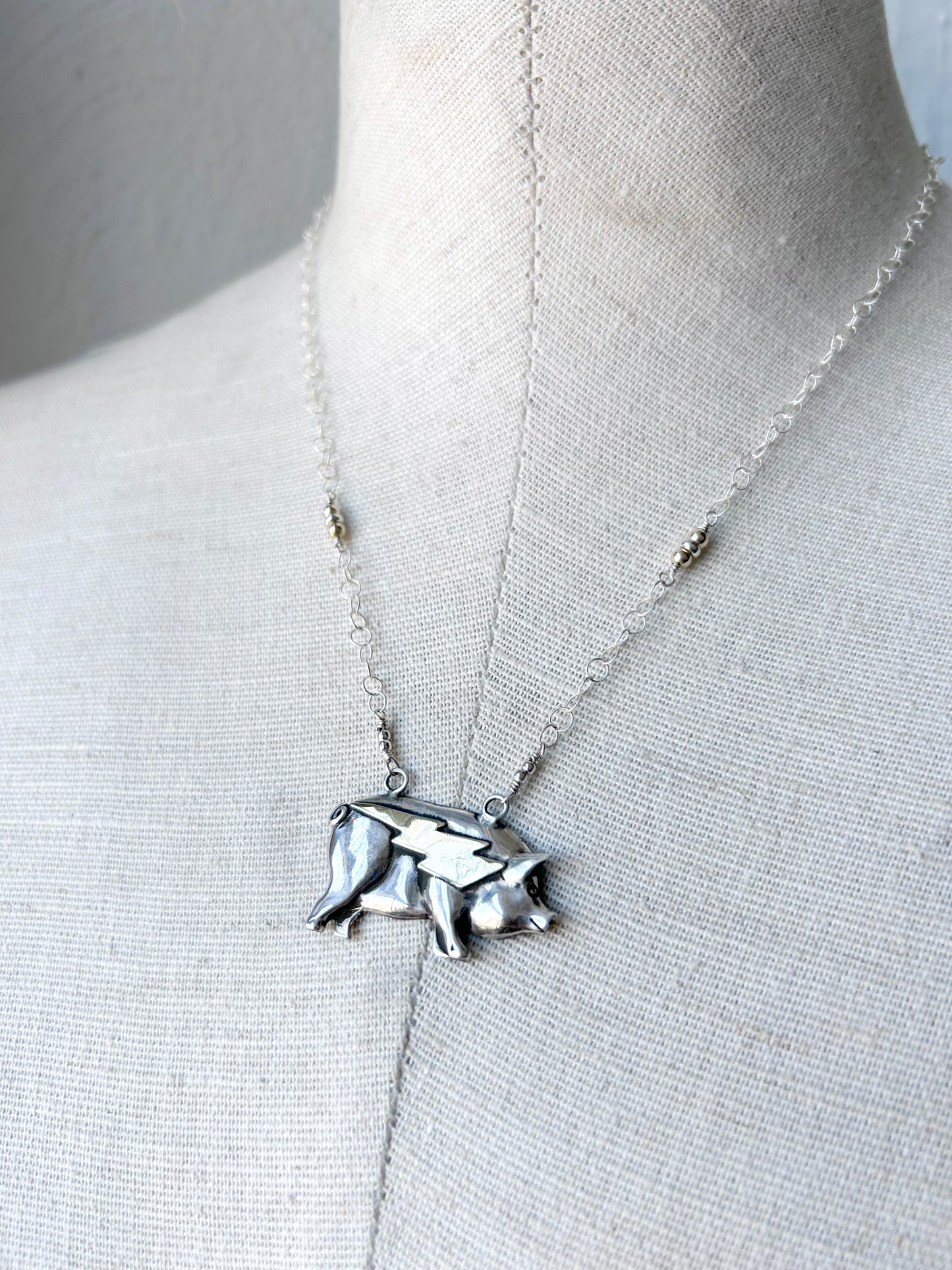 Lightning Pig Necklace