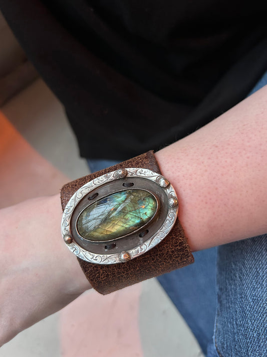 Labradorite + Sterling Cuff