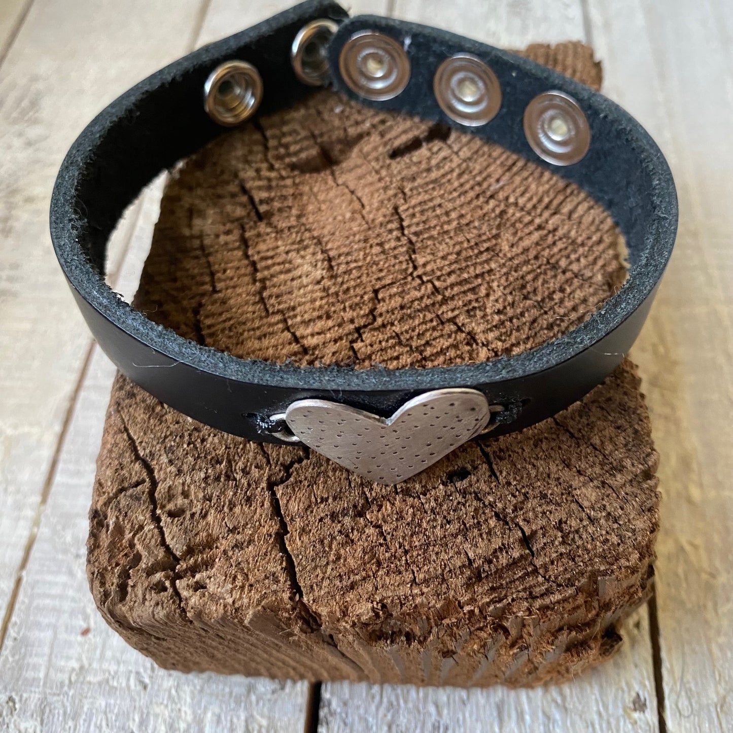 Sterling Heart Leather Band